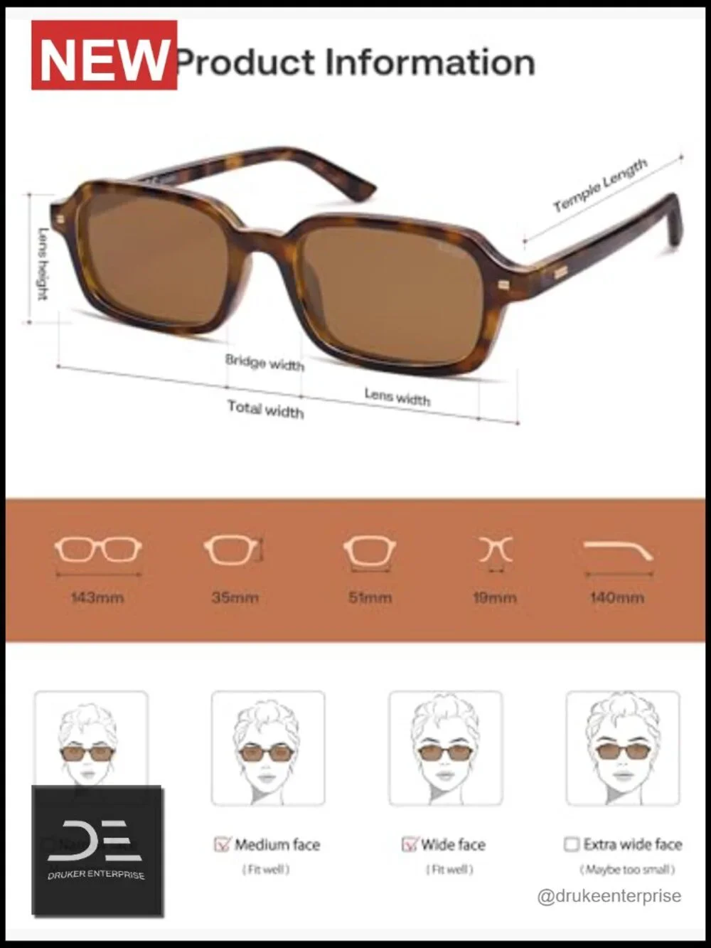 Retro Rectangle Polarized Sunglasses, UV400 TAC Lenses, Thin Frame